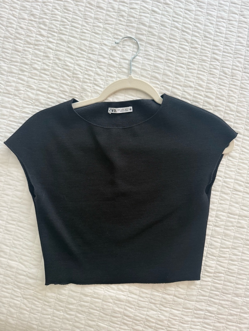 Zara Black Cap Sleeve Knit Top